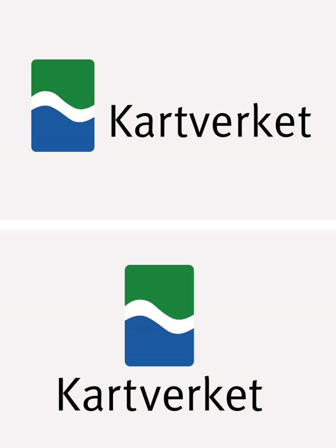 Bilde av Kartverkets logo. Liggende og stående format.