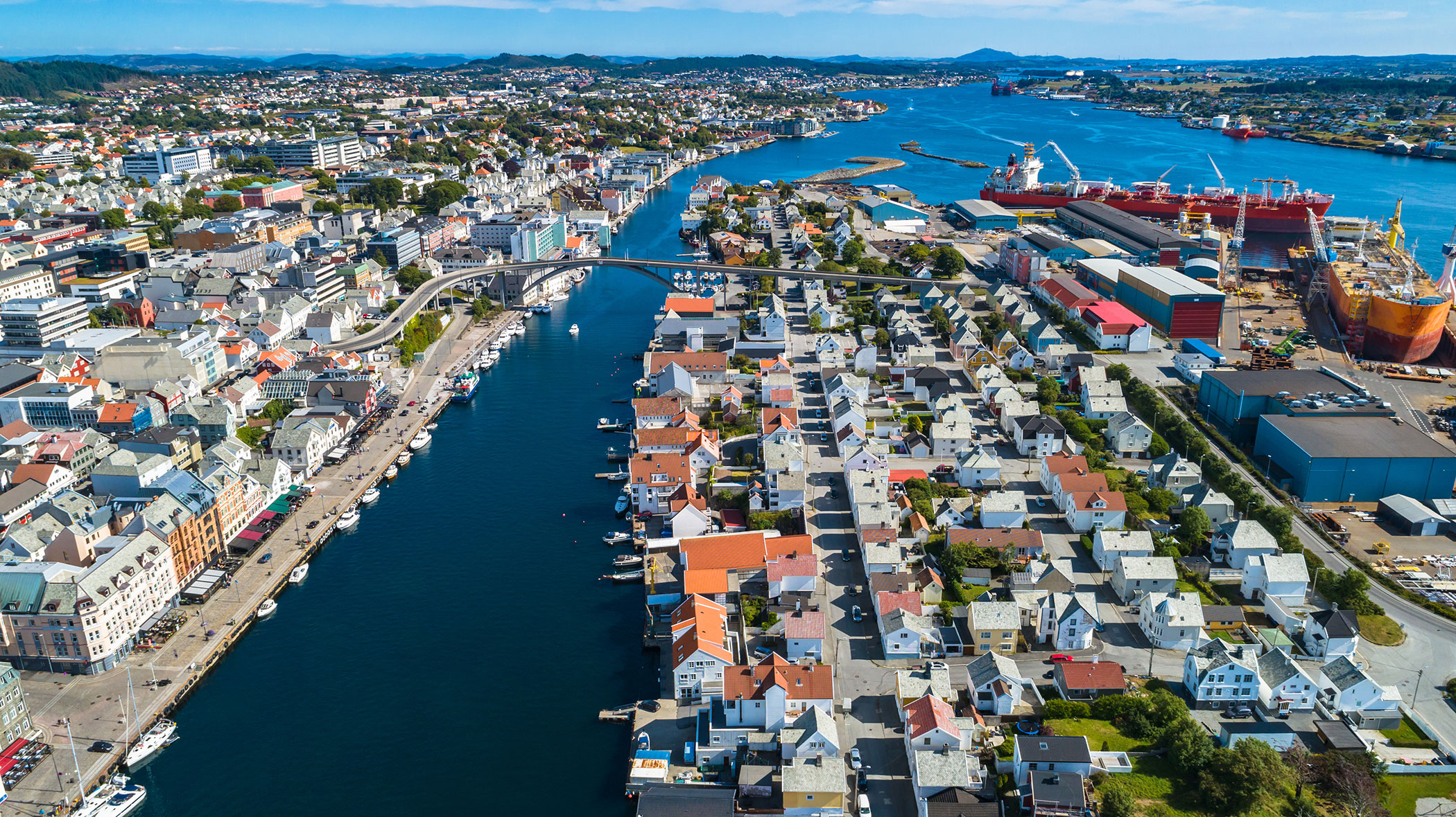Dronefoto av Haugesund by