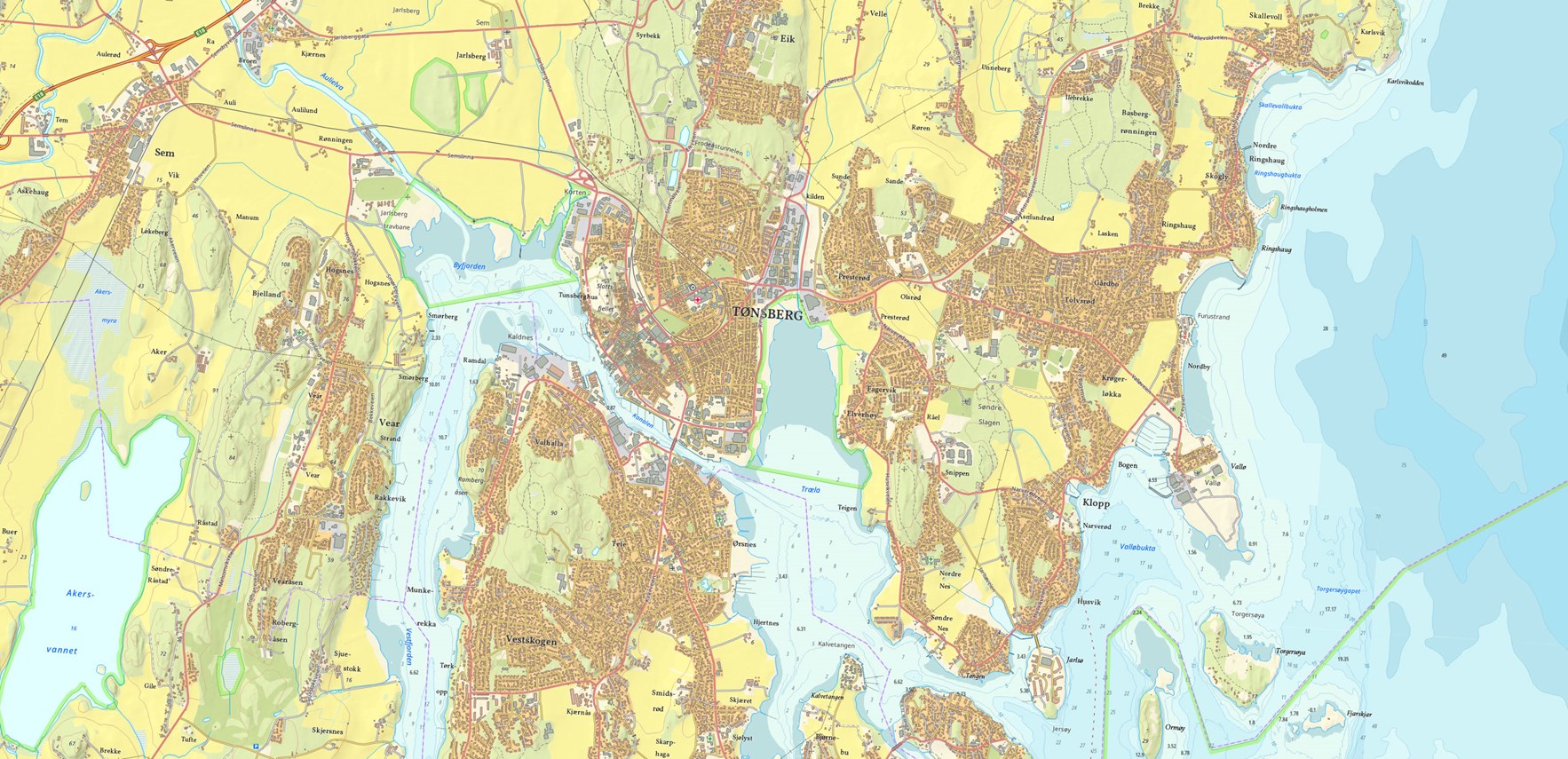 Skjermdump av Topografisk-Norgeskart-Tønsberg-zoom2