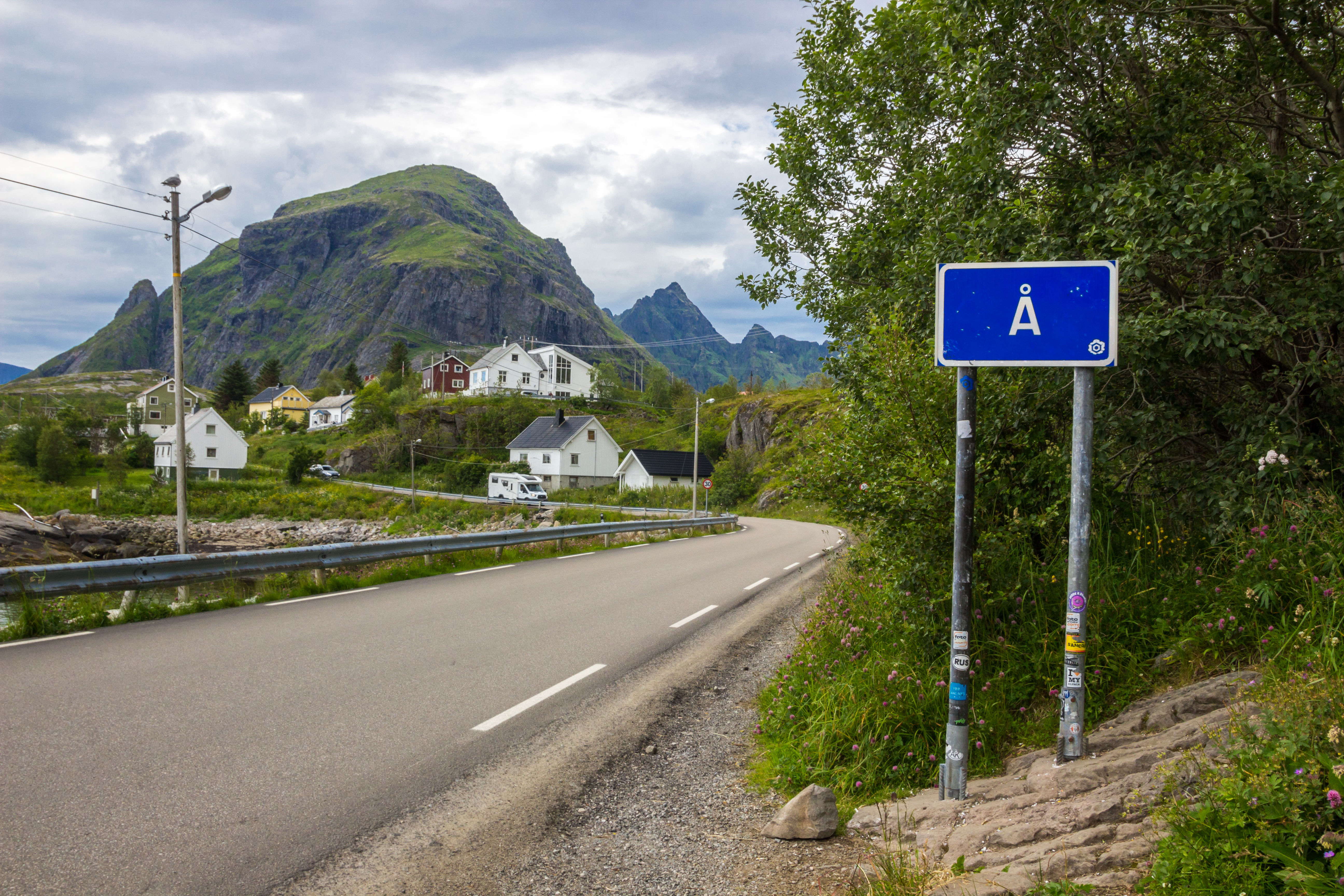 Veiskilt med stedsnavn Å 