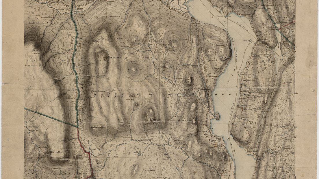 Historisk kart fra 1826 over Ådalen og Sperillen