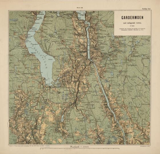 Akershus amt nr 122 nord: Gardermoen med omliggende terræn; nordre del