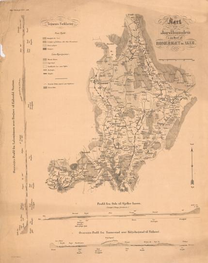 Akershus amt nr 130: Kart over en deel av jordbunden i Romeriiget og Aker