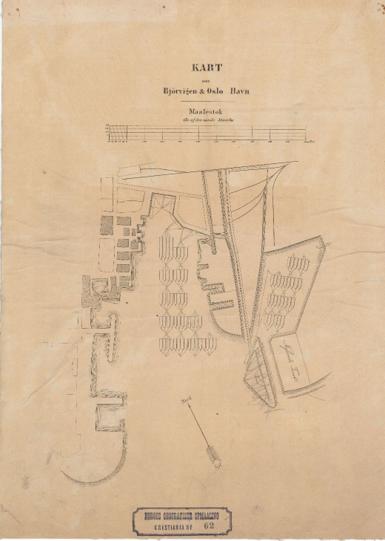 Kristiania amt nr 62: Kart over Bjørvigen og Oslo Havn