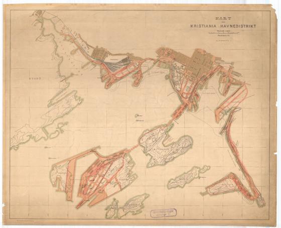 Kristiania 85-1: Kart over Kristiania havnedistrikt