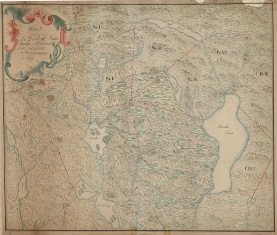 Kristians amt nr 7: Kart over de Deele af Hadelands Alminding som modstøter Nordmarkens Skove