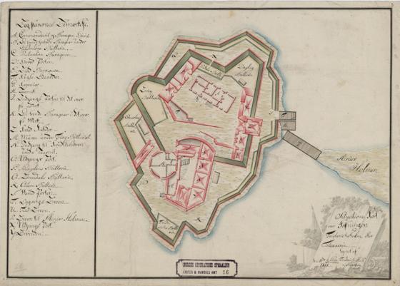 Lister og Mandals amt nr 16: Situations Kort over Fæstningen Friderichsholm eller Flekkerøe
