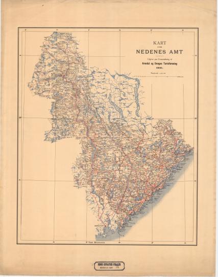 Nedenes amt nr 24: Kart over Nedenes amt