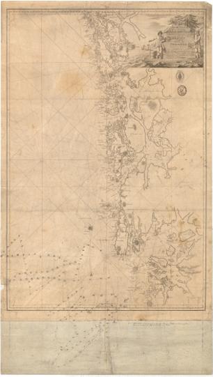 Museumkart 83: Speciel Kaart over en Del af den Norske Kyst,  Bergen tilligemed indløbet til Stavanger