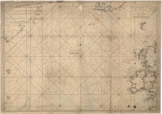 Museumskart 151: Nieuwe Wassende kaart van een Gedeelte der Noorder Atlantische Oceaan