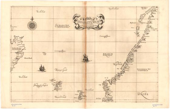 Museumskart 171: Kart over Norskehavet med Island, Færøyene, Shetland og norskekysten