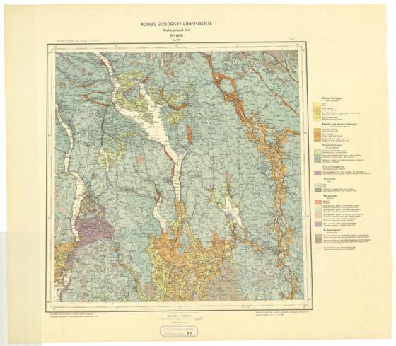 Geologisk kart 87: Kvartærgeologisk kart, Oppland