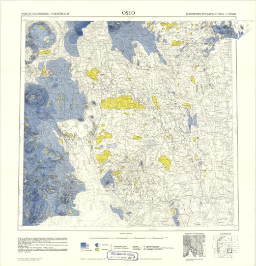 Geologiske kart 121-A1: Kart med magnetisk totalfelt. Oslo