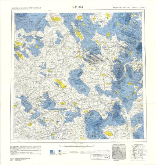 Geologiske kart 121-A: Kart med magnetisk totalfelt. Sauda