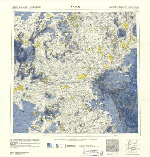 Geologiske kart 121-M: Kart med magnetisk totalfelt. Skien