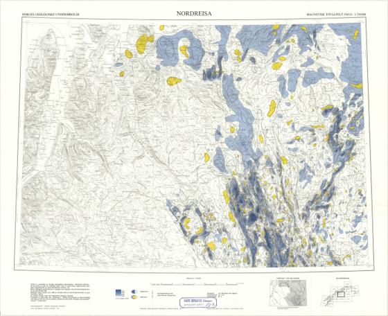 Geologiske kart 121-Z: Kart med magnetisk totalfelt. Nordreisa