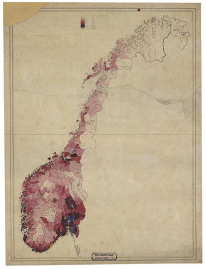 Statistikk kart 4-2: Kart udvisende Folkemængens fordeling i Norge