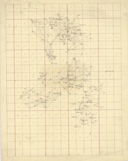 Trigonometrisk grunnlag, dublett 26: Kart over trigonometriske punkter foretatt i ca 1800