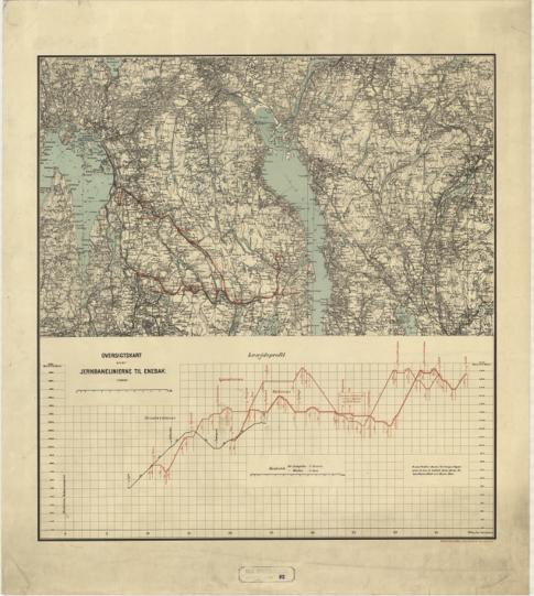 Spesielle kart 85: Oversigtskart over jernbanelinierne til Enebak