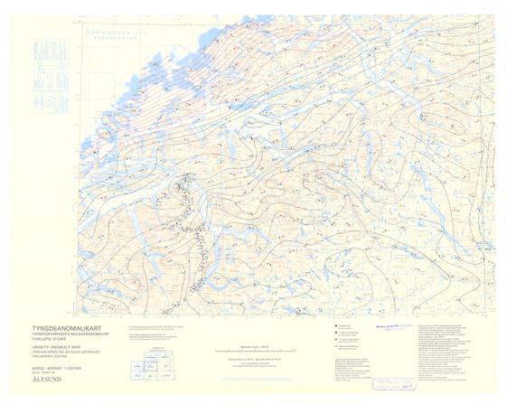 Spesielle kart: Tyngdeanomalikart, Ålesund