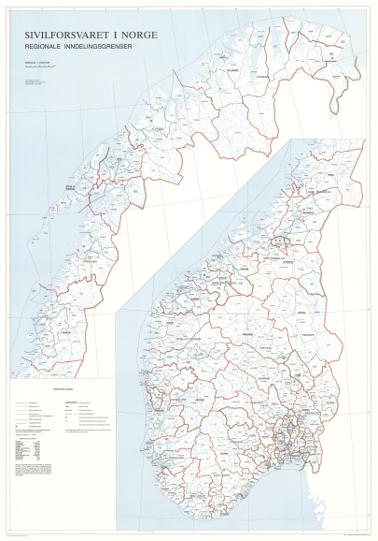 Spesielle kart 179: Sivilforsvaret i Norge. Regionale inndelingsgrenser