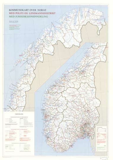 Spesielle kart 162:  Kommunekart med politi og lensmannsdistrikt