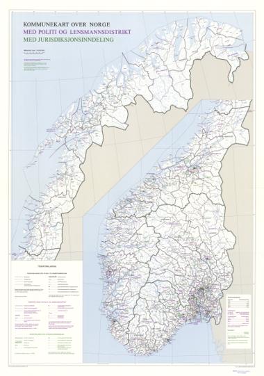 Spesielle kart 162: Kommunekart med politi og lensmannsdistrikt