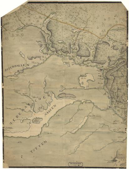 Norge 24: Kart over Terrænet fra Kristiania til Elverrum.
