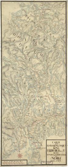 Norge 67: Carte over Hans Kongl. Majest.s Kong Friderich den 5tes Reise Synden og Nordenfields udi Norge Aar 1749.