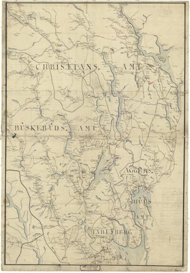 Norge 122: Kart over Dele af Akershus, Grevskabernes, Buskeruds og Kristians Amter