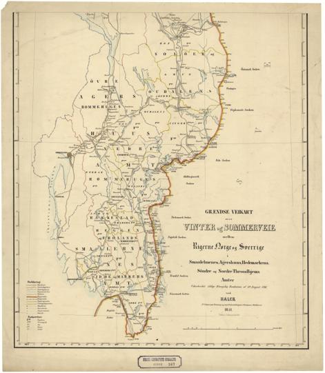 Norge 167 syd: Grændse Veikart over Vinter- og Sommerveie mellem Rigerne Norge og Sverrige