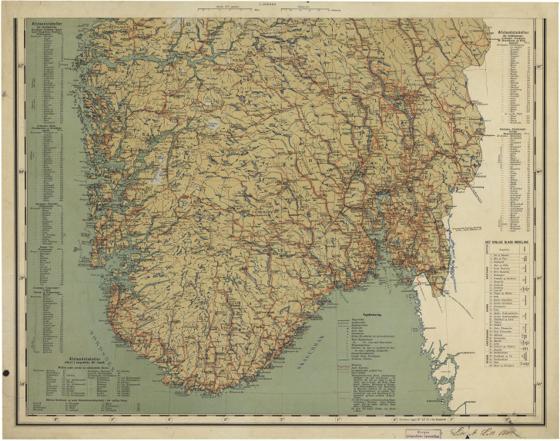 Norge 190: Cammermeyers Reisekart over Det sydlige Norge