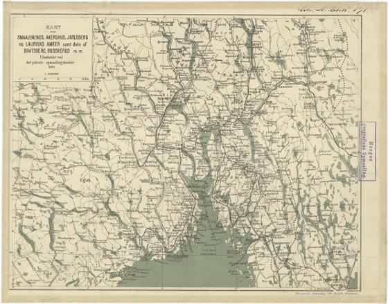 Norge 195: Kart over Smaalenenes, Akershus, Jarlsberg og Laurviks Amter