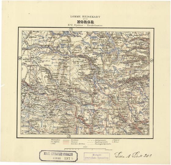 Norge 197b: Reisekarter over Dele av Norge. Rjukan-Haukelisæter.