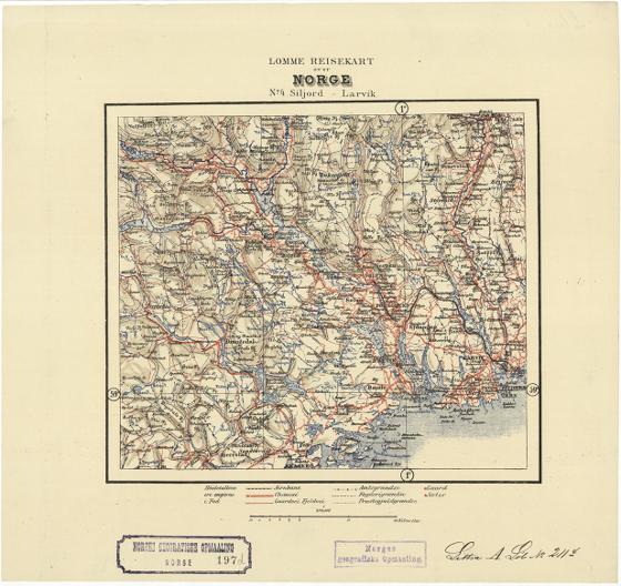 Norge 197d: Reisekarter over Dele av Norge. Siljord-Larvik.
