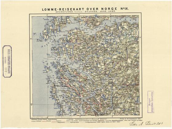 Norge 197i: Reisekarter over Dele av Norge. Sognefjord, vestlig-Evanger-Arne, Askø