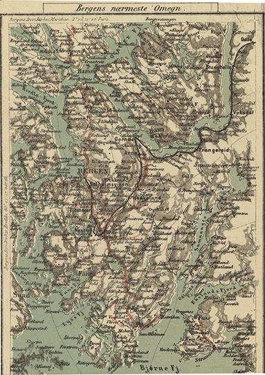 Norge 198: Veikart over Norge. Bergen