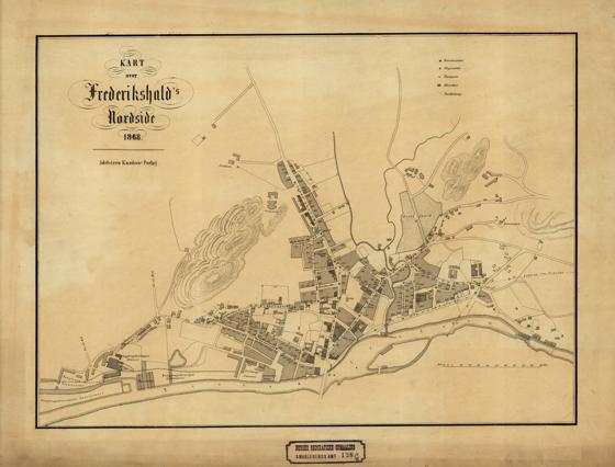 Smålenenes amt nr 128-nord: Kart over Frederikshald (nord)