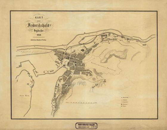 Smålenenes amt nr 128-sør: Kart over Frederikshald (sør)