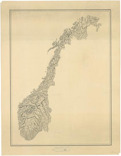 Norge 282: Konturkart over Norge med skyggeleggng