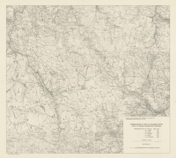 Sammensetning av deler av følgende kart utgitt av Norges geografiske oppmåling