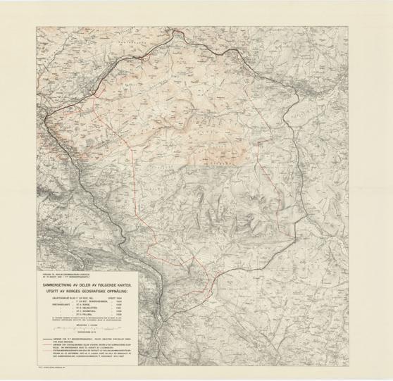 Sammensetning av deler av følgende kart utgitt av Norges geografiske oppmåling