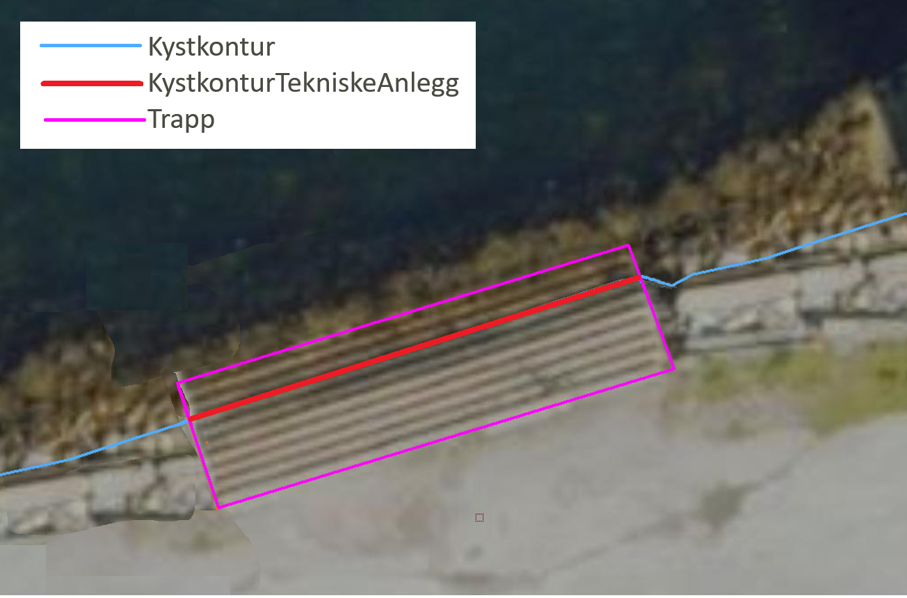 Bilde av registrering av KystkonturTekniskeAnlegg ved trapp som går ned i vannet.